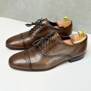 EUC TOD'S Men's Size 7 Wingtip Oxford Brogue Leather Shoes Brown Lace Up Italy
